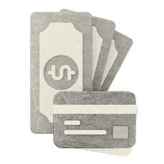 3d money dollar credit card payment halftone style