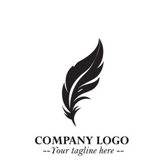 Feather Logo Symbol in Black on the White Background Minimalist Elegant Vector Illustration