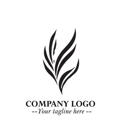 Obraz premium Feather Logo Symbol in Black on the White Background Minimalist Elegant Vector Illustration