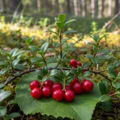 Obraz premium red cherry on a branch
