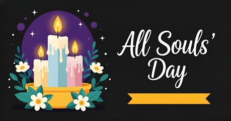 All souls day candles remembrance holiday graphic