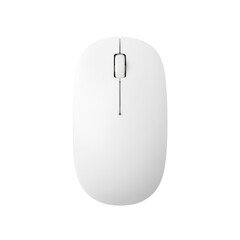 Sleek minimalist wireless white mouse floating against a clean isolated presentation emphasizing