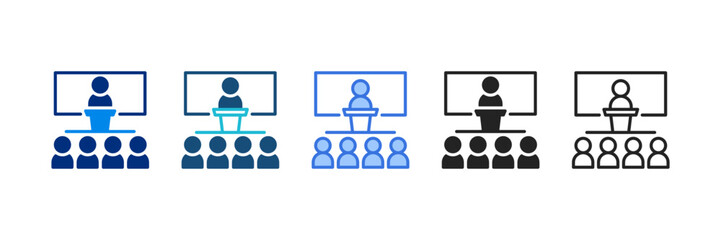 Seminar Icon Set Multiple Style Vector Illustration 