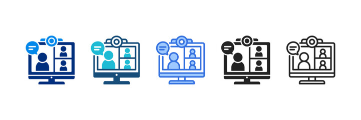 Webinar Icon Set Multiple Style Vector Illustration 
