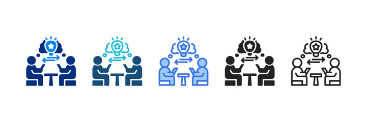 Peer Learning Icon Set Multiple Style Vector Illustration 