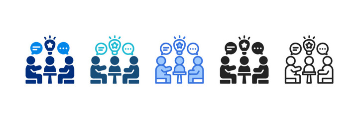 Team Meeting Icon Set Multiple Style Vector Illustration 