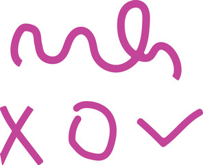 Pink wavy lines and game symbols vector.