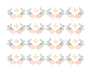 Seamless pattern with pastel colored birds