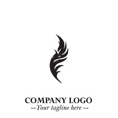Feather Logo Symbol in Black on the White Background Minimalist Elegant Vector Illustration
