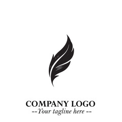 Feather Logo Symbol in Black on the White Background Minimalist Elegant Vector Illustration