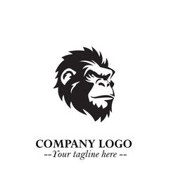 Head of Monkey Logo Symbol in Black on the White Background Minimalist Vector Illustration
