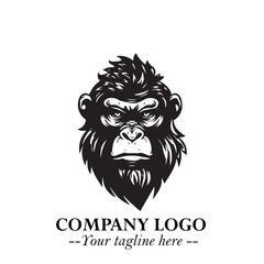 Head of Monkey Logo Symbol in Black on the White Background Minimalist Vector Illustration
