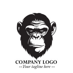 Head of Monkey Logo Symbol in Black on the White Background Minimalist Vector Illustration
