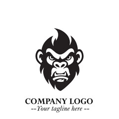 Head of Monkey Logo Symbol in Black on the White Background Minimalist Vector Illustration
