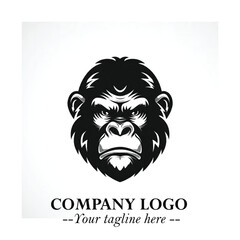 Head of Monkey Logo Symbol in Black on the White Background Minimalist Vector Illustration
