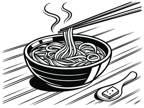 Hot Noodles Bowl &ndash; Warm Food Illustration