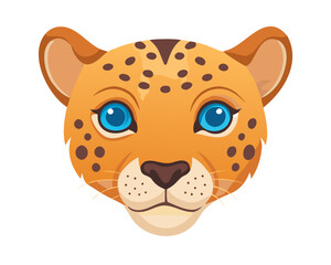 portrait leopard game character, 2d, clean background
