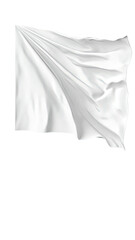Naklejka premium Waving white flag, softly draped, on black background