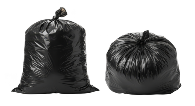 Black refuse bags illuminated against darkness