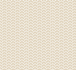 Classic geometric seamless pattern with repeating gold fan shapes. A simple yet elegant abstract design suitable for vintage backgrounds and textures  (pattern 21)