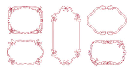 Collection of decorative ornate frames with floral and ribbon accents.