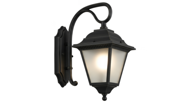 Elegant black outdoor lamp illuminates darkness