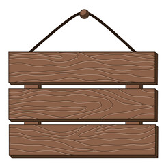 Flat Hanging Wooden Board Banner With Texture.