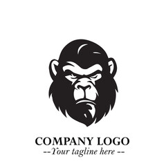 Head of Monkey Logo Symbol in Black on the White Background Minimalist Vector Illustration