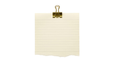 Gold clip secures lined paper