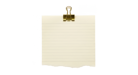 Gold clip secures lined paper