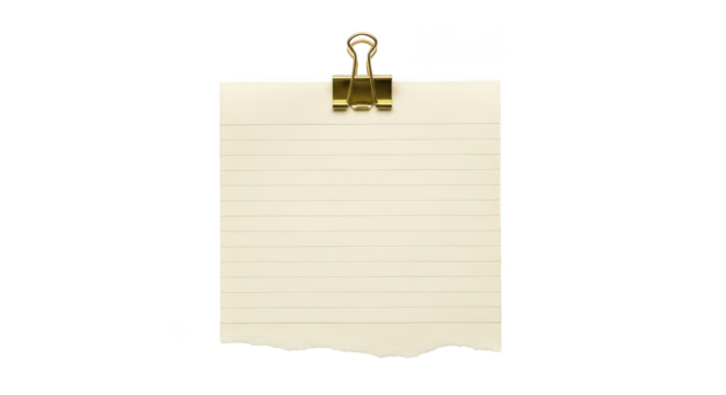 Gold clip secures lined paper