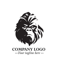 Head of Monkey Logo Symbol in Black on the White Background Minimalist Vector Illustration