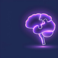 Glowing brain outline represents mental health awareness and scientific research into neurological disorders and cognitive functions with modern style