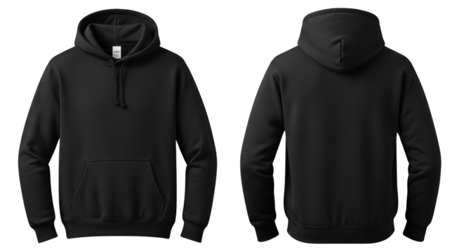Black Hoodie Front and Back featuring hoodie, sweatshirt, black, clothing, apparel creative concept emphasizing detail quality