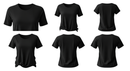 Black TShirt Mockup Collection Front and Back Views featuring t-shirt, black, clothing, apparel, fashion high quality