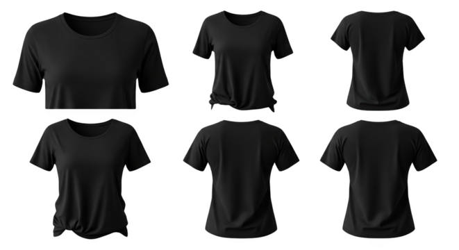 Black TShirt Mockup Collection Front and Back Views featuring t-shirt, black, clothing, apparel, fashion high quality