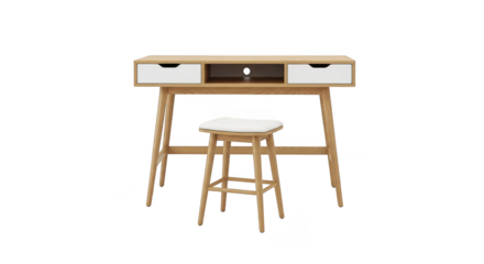 Stylish wooden desk and stool set