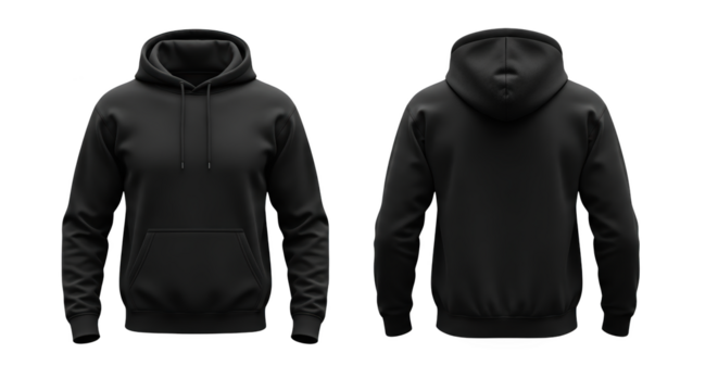 Black Hoodie Mockup Front and Back View featuring hoodie, mockup, black, clothing, apparel perfect template for