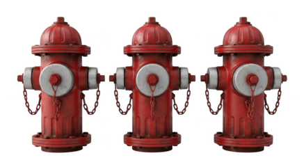 Triple threat Vibrant fire hydrant trio