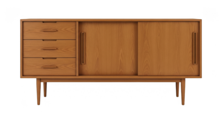 Wooden cabinet with sliding doors  drawers