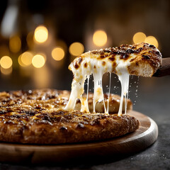 Indulge in a slice of decadent, cheesy pizza perfect for cozy nights, social media food posts, and restaurant menus featuring delicious Italian cuisine