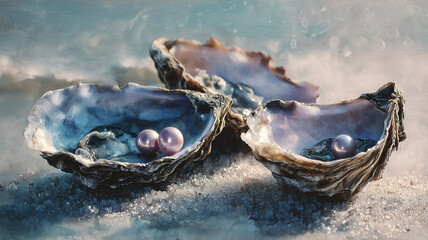 Pearl inside oyster shell