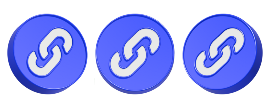 3d rendering design of white chain in blue circle icon symbol link connection website url