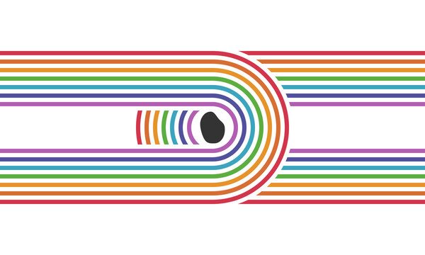 7 colorful curved parallel lines, meditation zen garden top view or life balance vector illustration, river stream abstract