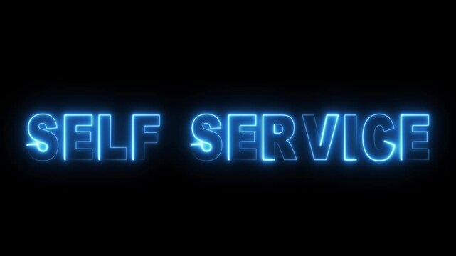 Neon Light text animation background.  Self-service neon text animation. Neon letters text icon animation. 
