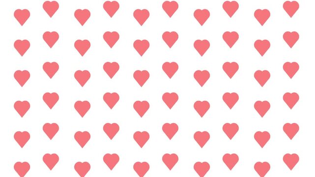 Romantic seamless hearts animation, continuous motion background for Valentine&rsquo;s Day, love, romance, wedding or 14th February event video, modern minimal pattern with glowing heart shapes