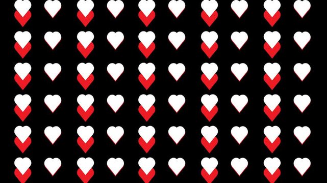 Romantic seamless hearts animation, continuous motion background for Valentine&rsquo;s Day, love, romance, wedding or 14th February event video, modern minimal pattern with glowing heart shapes
