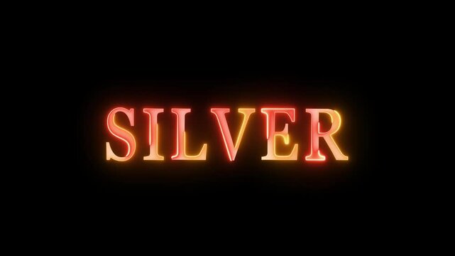 Neon Light text animation background.  Silver neon text animation. Neon letters text icon animation. 