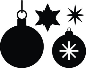 Christmas Ball Hanging in Star and Snowflake Vector Illustration. Festive Ornament Suspended in Star Frame with Snowflakes