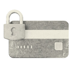 3d payment shield protection security credit card padlock halftone